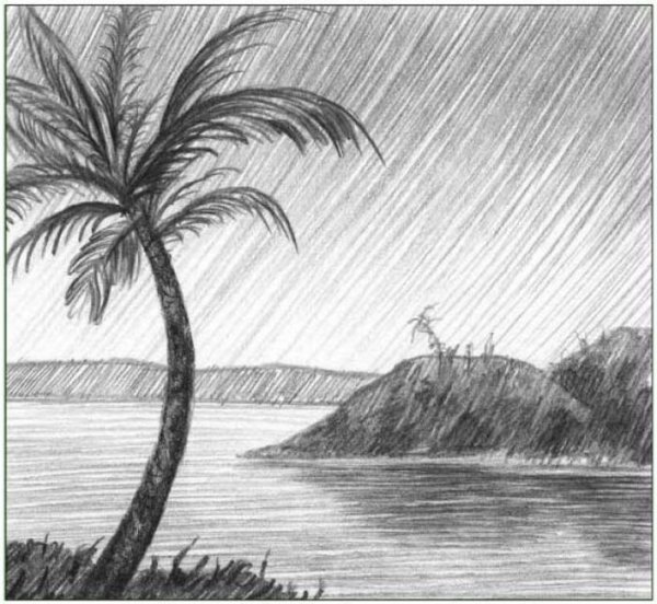 Пейзаж рисунок карандашом