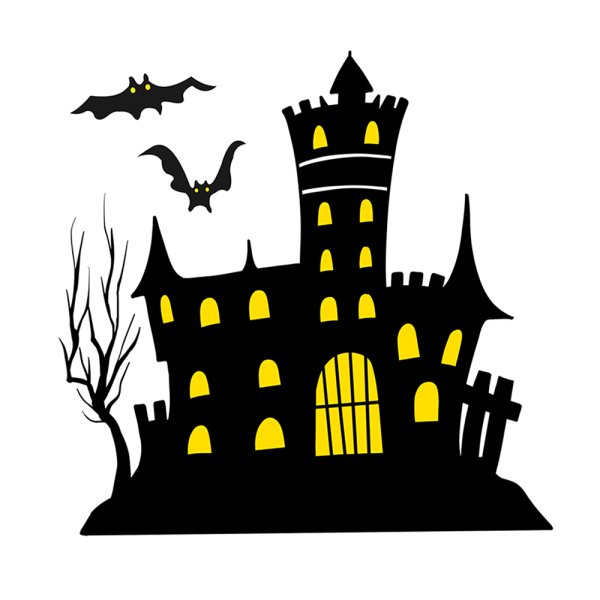 Замок на Хэллоуин трафарет