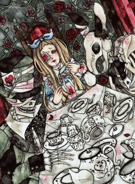 Алиса в стране чудес хоррор арт