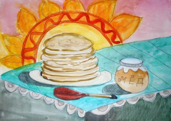 Народные гуляния карандашом