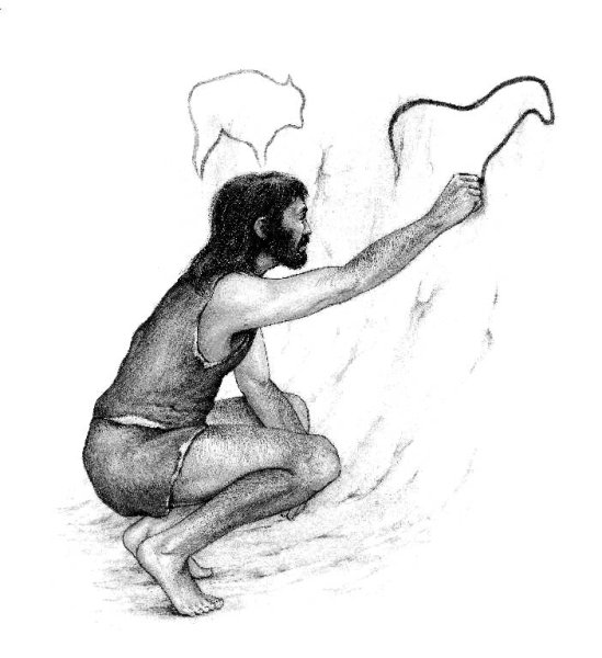 Первобытный человек рисует