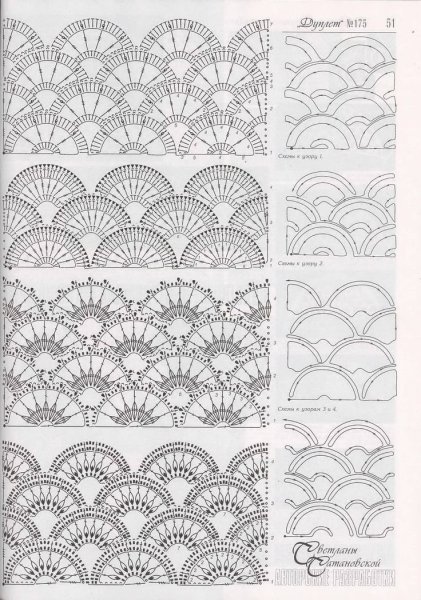 Узор веер крючком