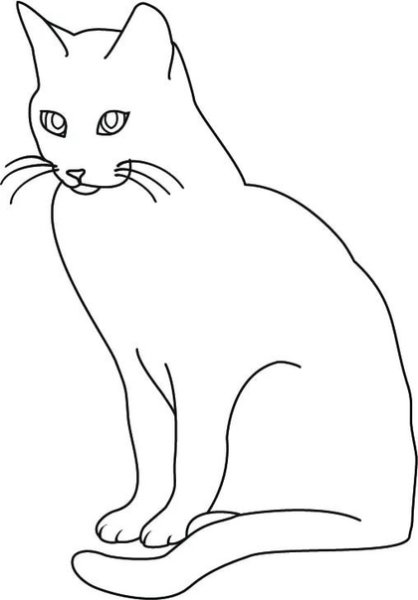 Кошка рисунок контур