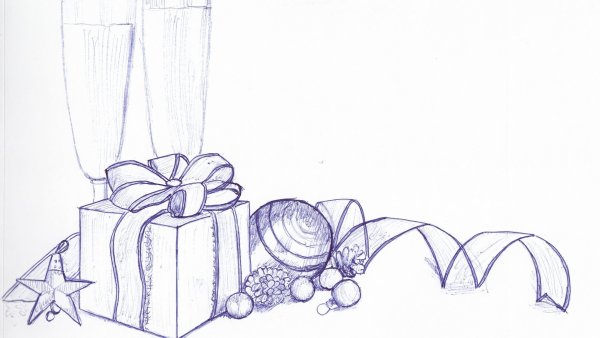 Новогодний натюрморт рисунок