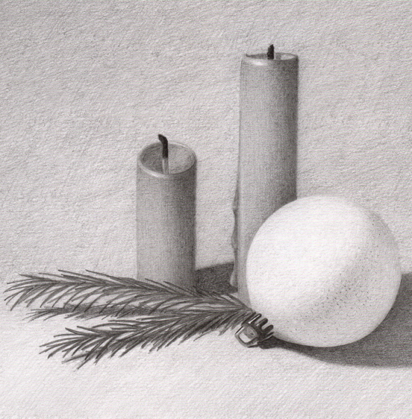 Поэтапное рисование новогодней свечи