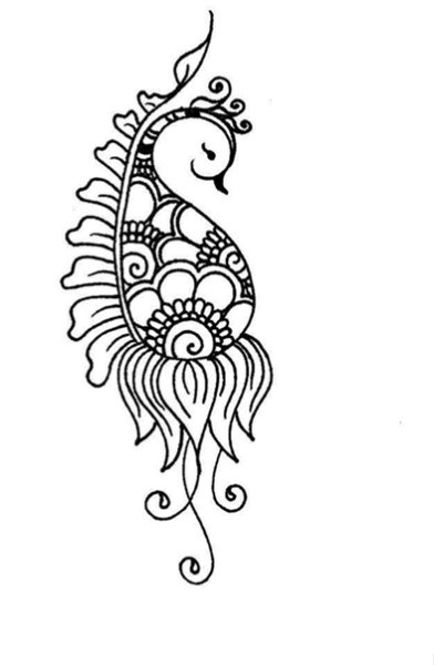 Мехенди Павлин эскизы