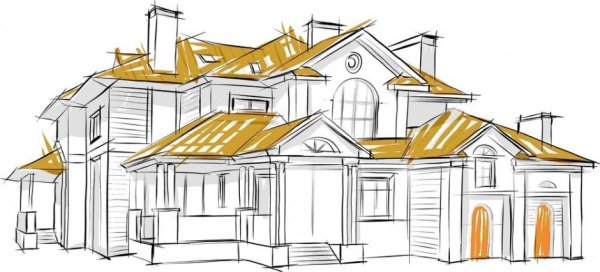 Эскиз здания Сток вектор