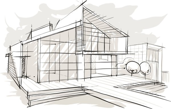 Сооружения в стиле хайтек Наброски