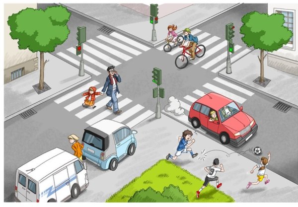 Город с пешеходным переходом рисунок