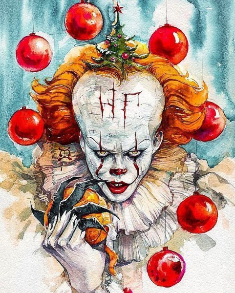 Клоун ПЕННИВАЙЗ акварелью