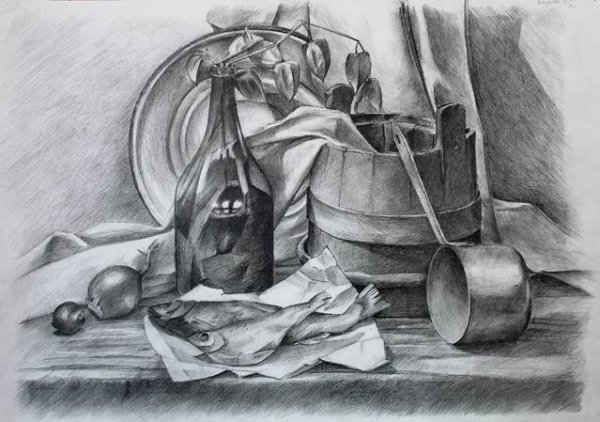 Тоновой рисунок натюрморта