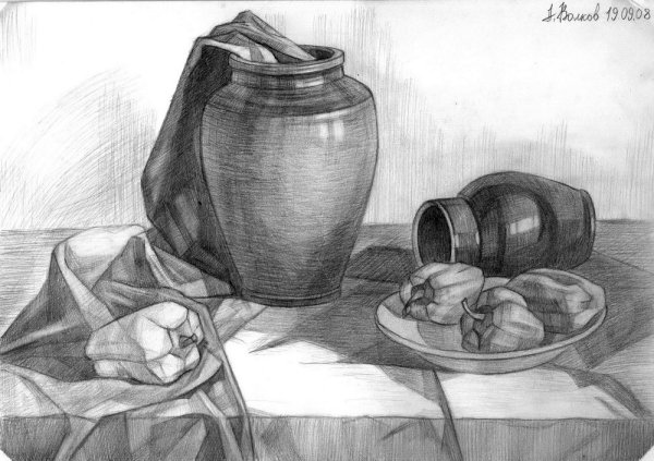 Натюрморт рисунок карандашом