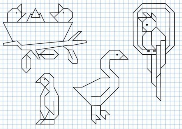 Фигуры животных по клеточкам