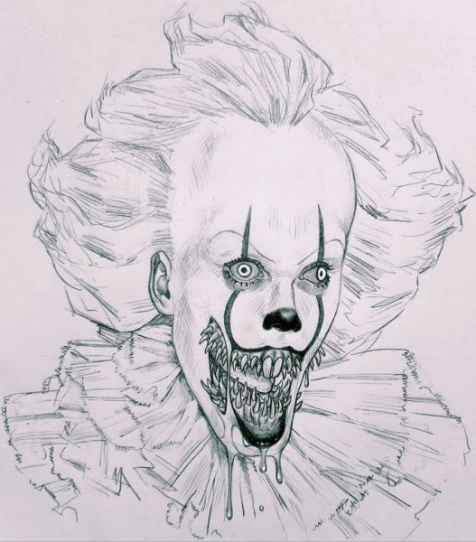 Злой клоун рисунок карандашом
