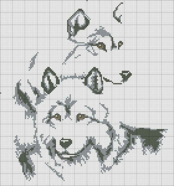 Схемы для вышивания крестиком волки