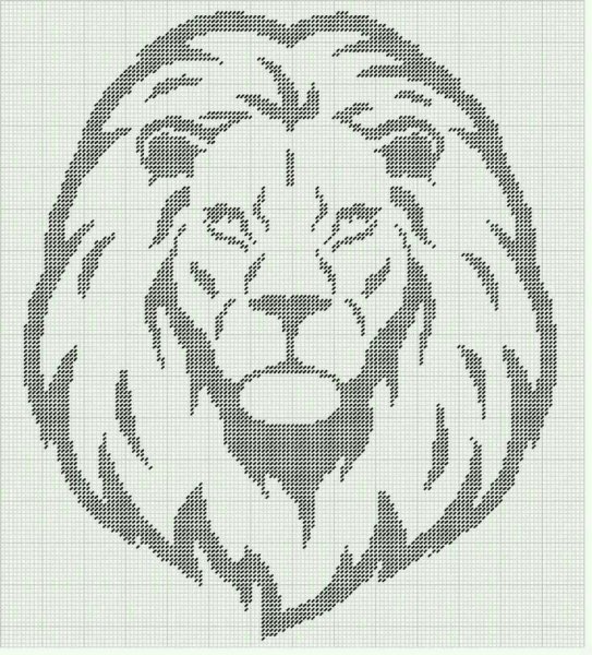Монохромная вышивка Лев