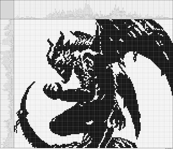 Дракон по клеточкам сложные