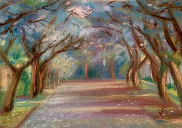 Зима масляной пастелью