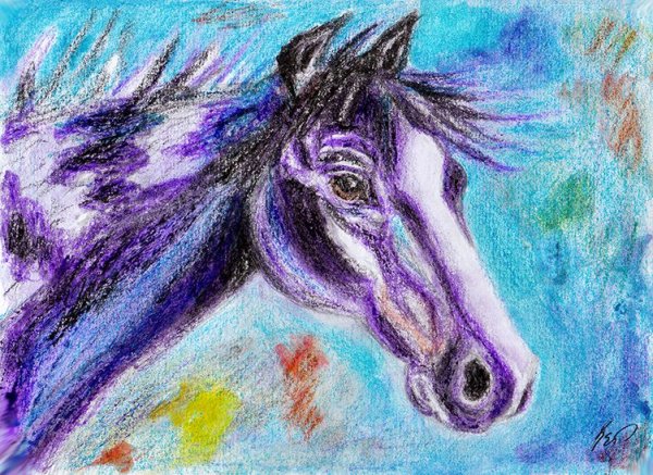 Морской пейзаж цветными карандашами