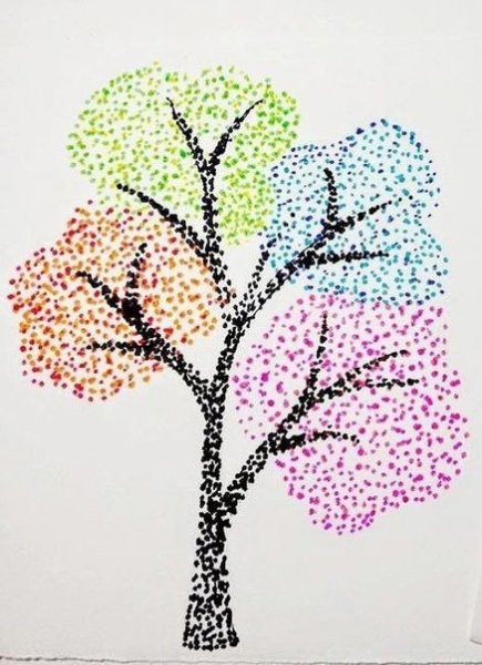 Пуантилизм ватными палочками