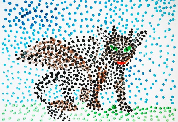 Рисование ватными палочками животные