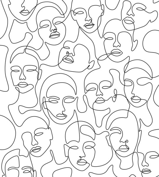 Абстрактные лица одной линией