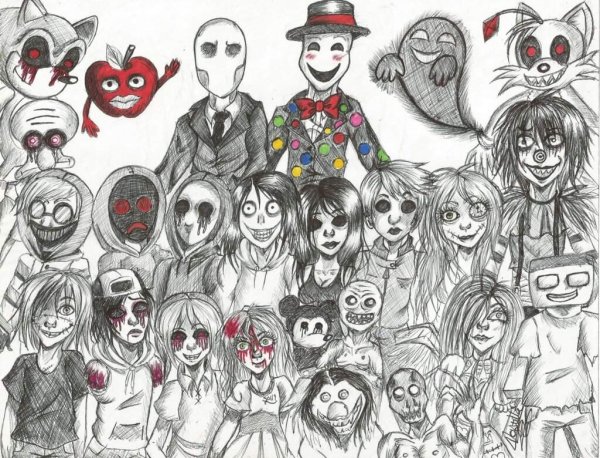 Скетчи крипипаста смеющийся Джек