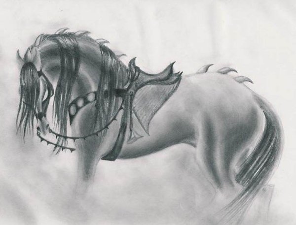 Скелет лошади с крыльями