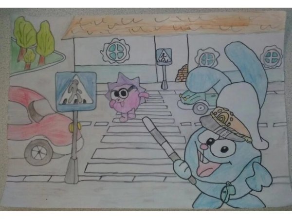 Рисунок в садик на тему правила дорожного движения