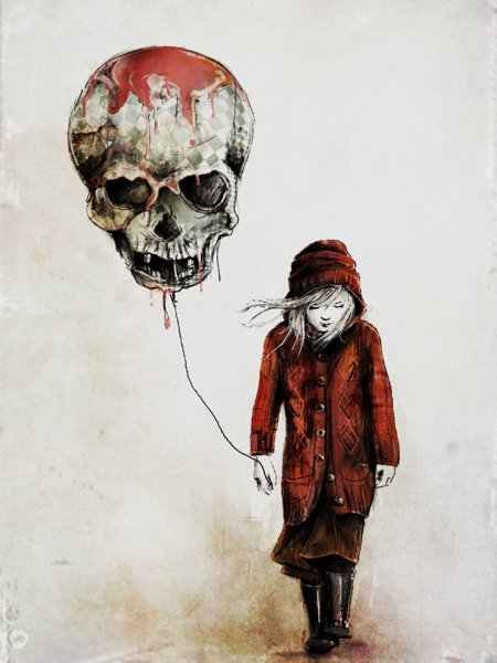 Картина девушка с черепом