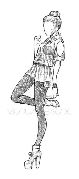 Девушка карандашом в полный рост