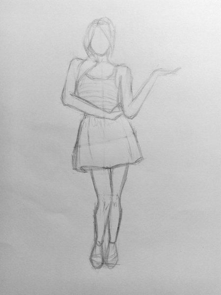 Девушка карандашом в полный рост