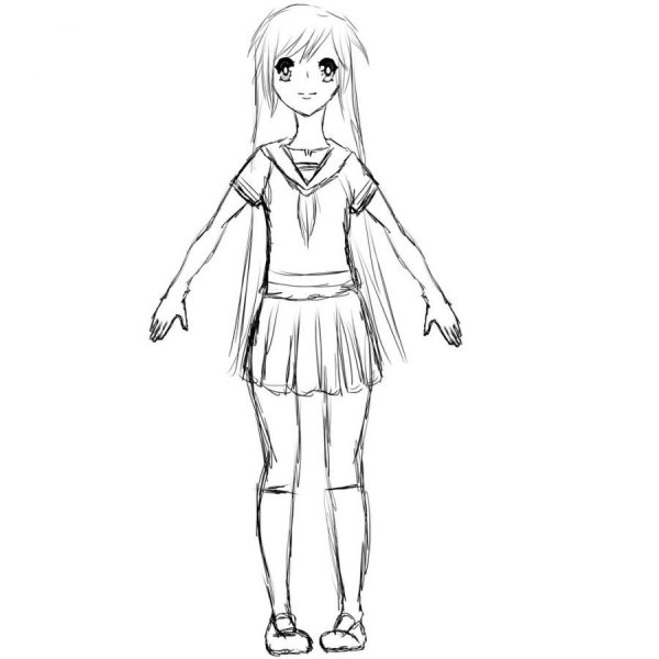 Рисунок девочки в полный рост