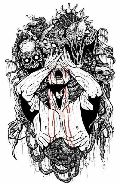 Монстр гелевой ручкой