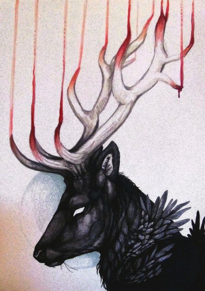 Олень с красными глазами