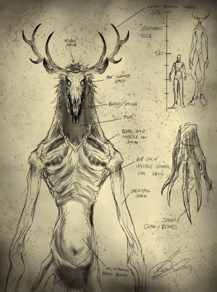 Олень в темном лесу