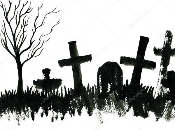 Кладбище на белом фоне
