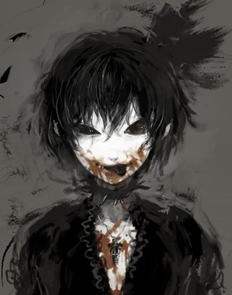 Черно белые картинки anime Horror