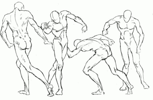 Наброски мужской фигуры в движении