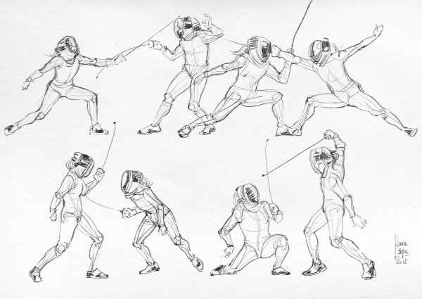 Фехтовальщик поза референс