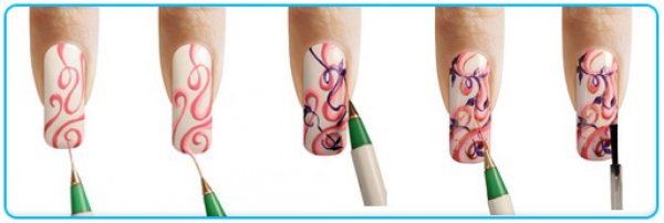 Рисунки на ногтях кистями схемы