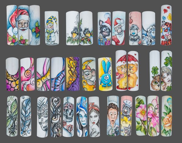 Рисование иголкой на ногтях