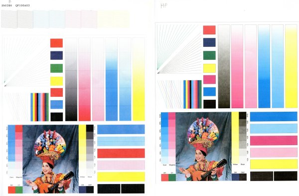Тестовая страница для принтера Epson l800