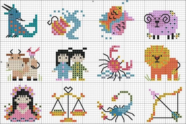 Контурная вышивка схемы