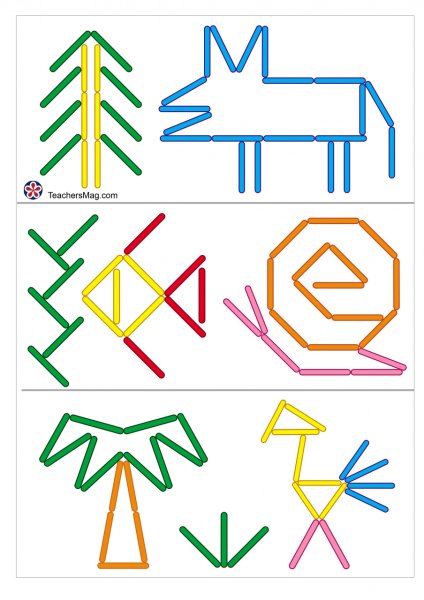 Фигурки из счетных палочек