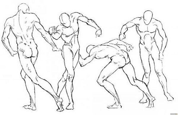 Наброски мужской фигуры в движении