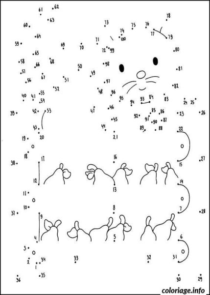 Соединить точки по цифрам до 100