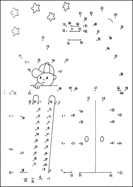 Соедини точки по цифрам собака