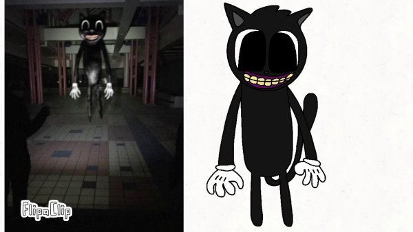 Мультяшный кот страшный и черный