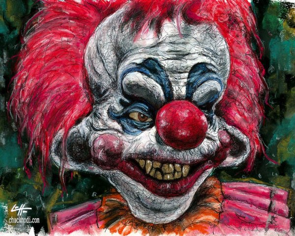 Нарисовать страшного клоуна